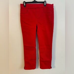 Liquid Casual Solid Red Cotton Blend Pants Chino Trousers Size S/P